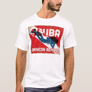 T-shirt République Dominicaine Plongeur Scuba - Blue Retro