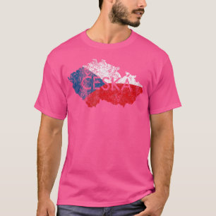 T-shirt République Tchèque Carte Et Drapeau Souvenir - Dis