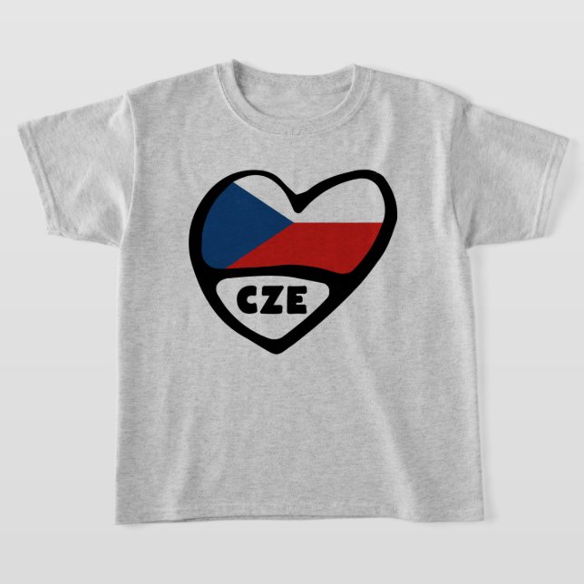 T-shirt République tchèque Code pays Coeur du drapeau, CZE (Poser)