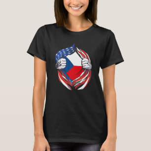 T-shirt République Tchèque Drapeau Américain Fier de Mon T