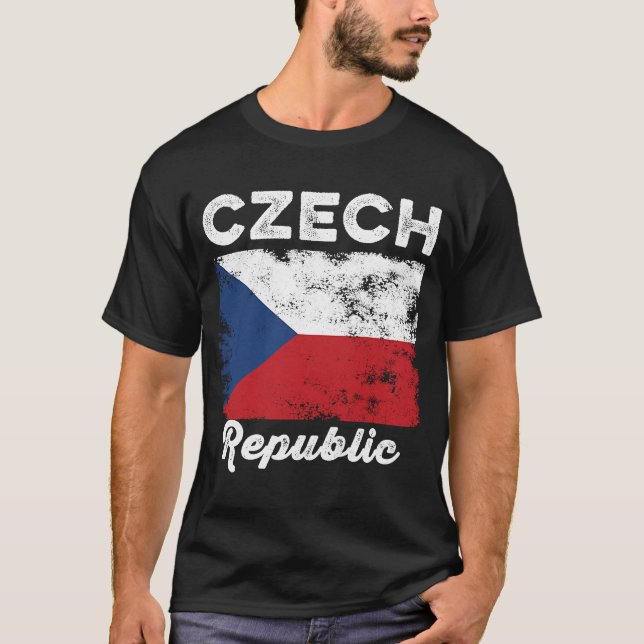 T-shirt République Tchèque Drapeau Distorsion Hommes Femme (Devant)