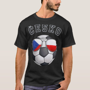 T-shirt République tchèque Fan de football Sunglass Footba