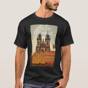 T-shirt République tchèque Illustration Voyage Art Vintage