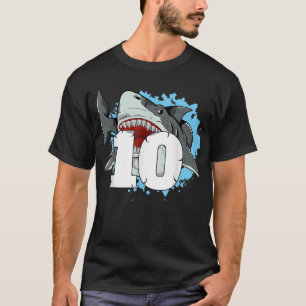 T-shirt Requin 10e anniversaire garçon 10 Ten Shark Theme 