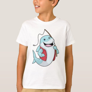 T-shirt Requin à la pêche avec canne à pêche