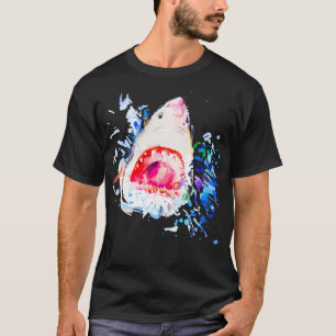 T-shirt Requin affamé, peint à la main