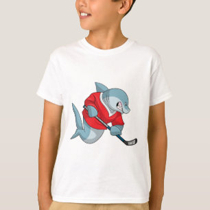 T-shirt Requin au hockey sur glace avec bâton de hockey su