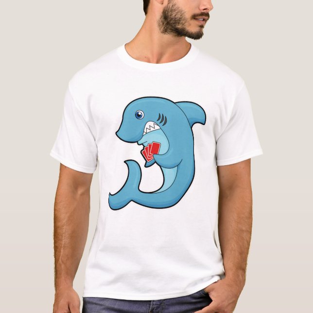 T-shirt Requin au Poker avec cartes de Poker (Devant)