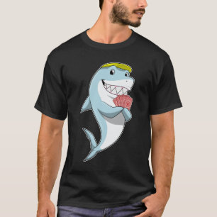 T-shirt Requin au Poker avec cartes de Poker