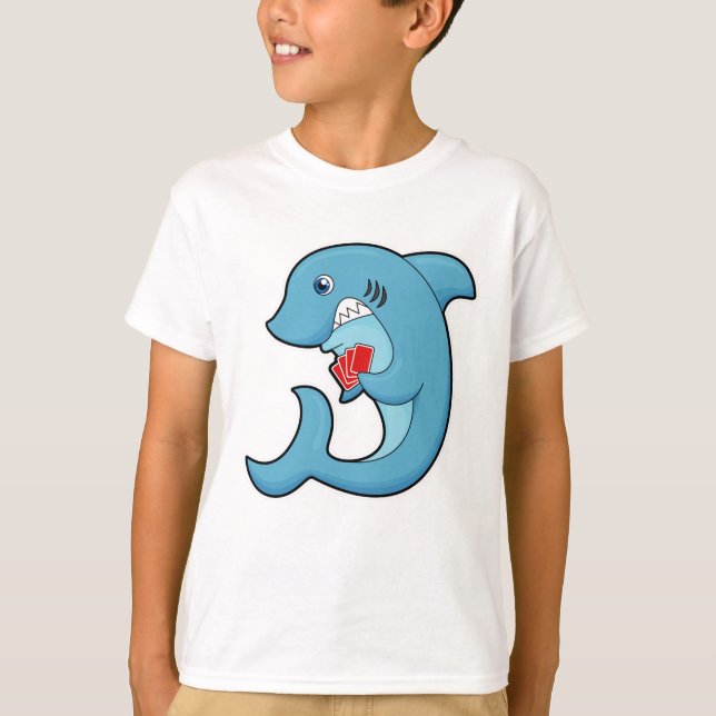 T-shirt Requin au Poker avec cartes de Poker (Devant)