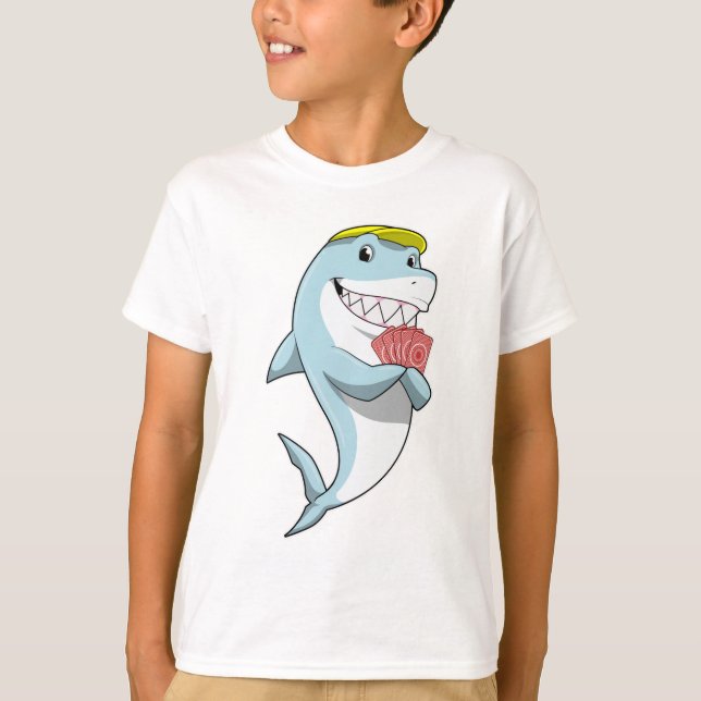 T-shirt Requin au Poker avec cartes de Poker (Devant)