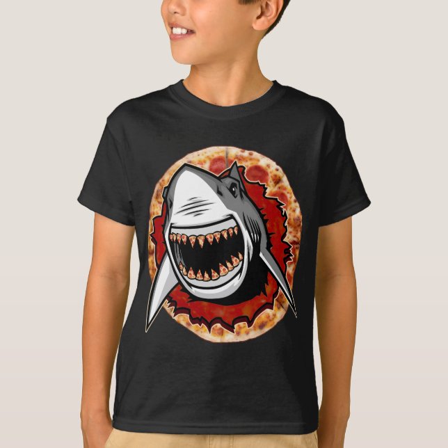 T-shirt Requin Drôle Avec Pizzath (Devant)