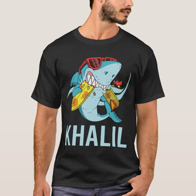 T-shirt Requin drôle - Nom Khalil (Devant)