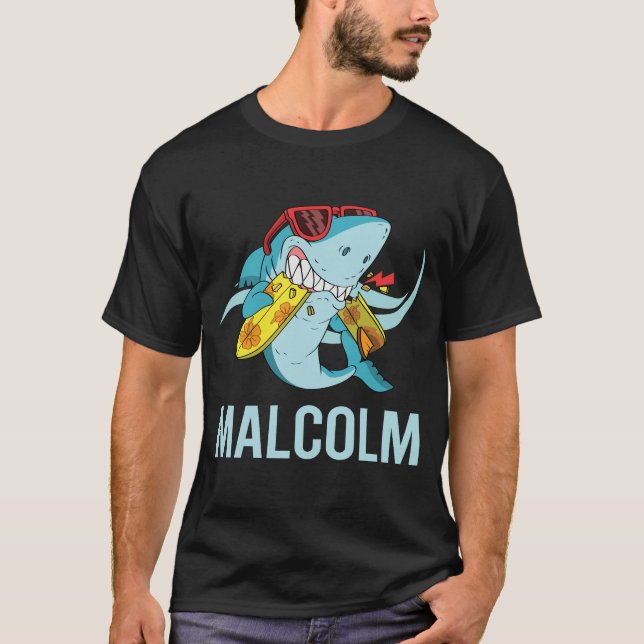 T-shirt Requin drôle - Nom Malcolm (Devant)
