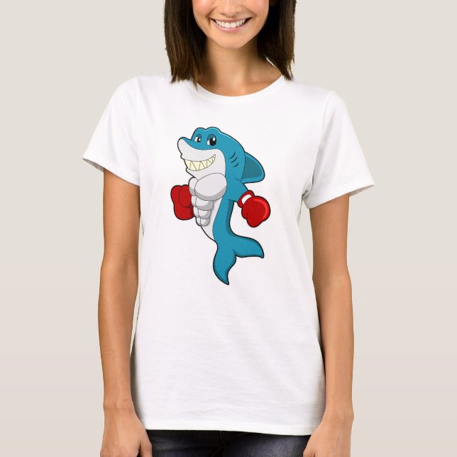 T-shirt Requin en boîte avec gants de boxe (Devant)
