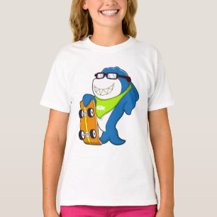 T-shirt Requin en skateur avec skateboard