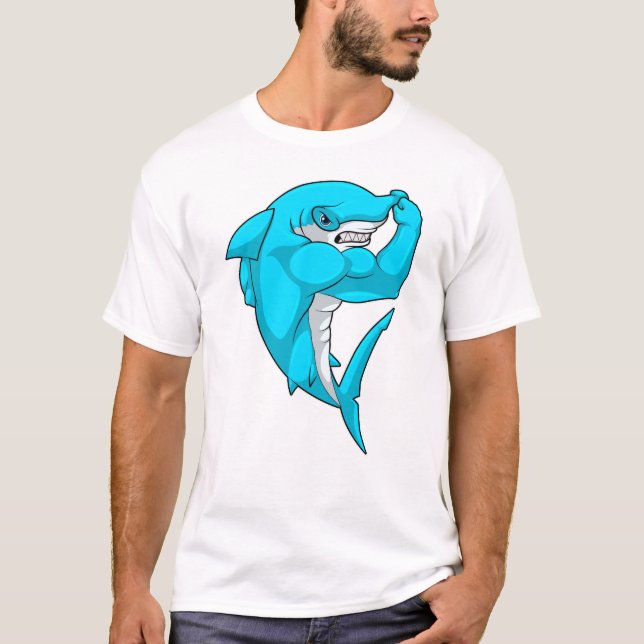 T-shirt requin-marteau en tant que culturiste au Bodybuild (Devant)