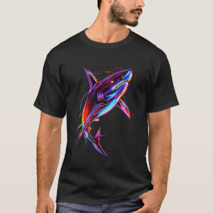 T-shirt Requin Néon Vibrant Océan Digital Moderne