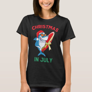 T-shirt Requin Noël en juillet Vacances d'été Plage Hommes