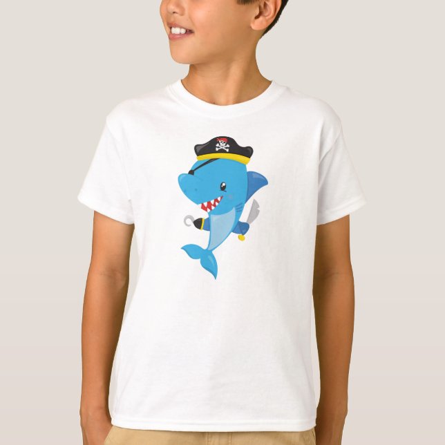 T-shirt Requin pirate, Requin mignon, Petit Requin, Requin (Devant)