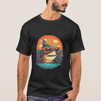 T-shirt Requin qui regarde avec des lunettes de soleil