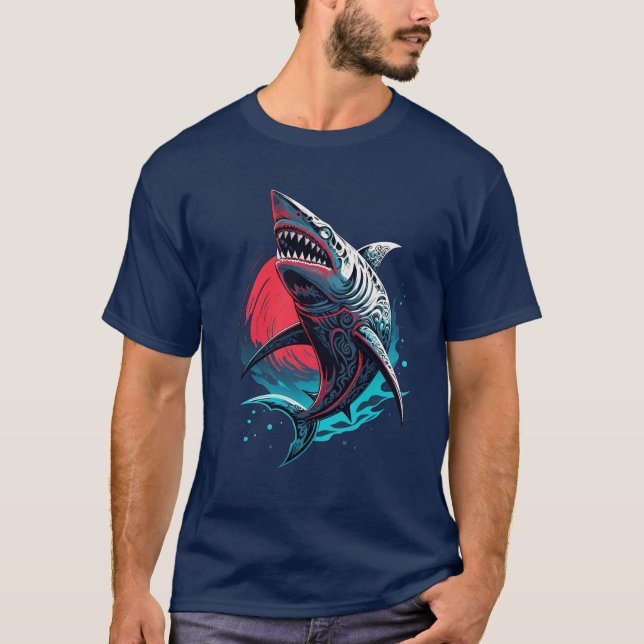 T-shirt Requin sauvage à motifs (Devant)