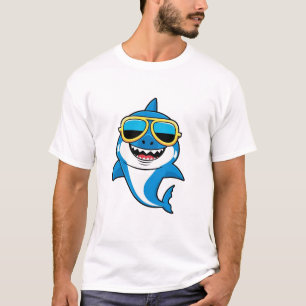 T-shirt Requin Surf souriant avec des nuances - Fun Summer