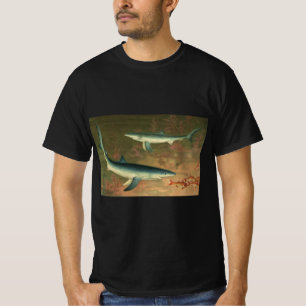T-shirt Requins Bleus Mangeant des Poissons, Vie Marine Vi