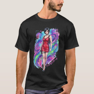 T-shirt Resident Evil Ada Wong Rouge Vaporwave Saisie Évas
