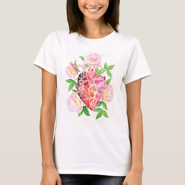 T-shirt Résilience & Fleur - Coeur mosaïque avec poème (Devant)