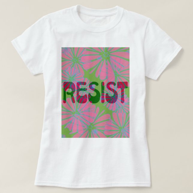 T-shirt Résistance à l'énergie des fleurs roses (Design devant)