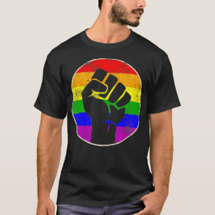 T-shirt Résiste Poing Arc-en-ciel Lesbian Gay LGB Force