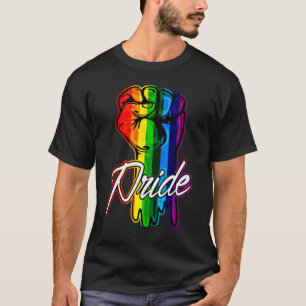 T-shirt Résiste Poing Retro Arc-En-Ciel Main Gay Lgbt Prid