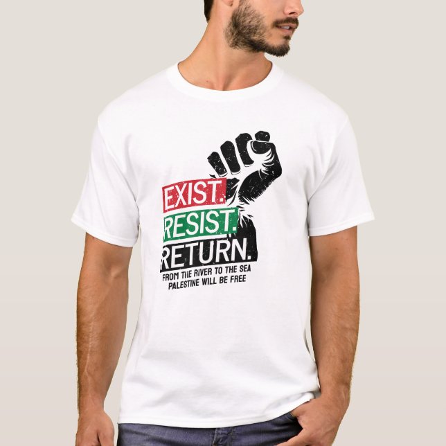 T-shirt Résister au retour existant La Palestine sera libr (Devant)