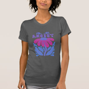 T-shirt Résister Floral Design Purple sur Grey