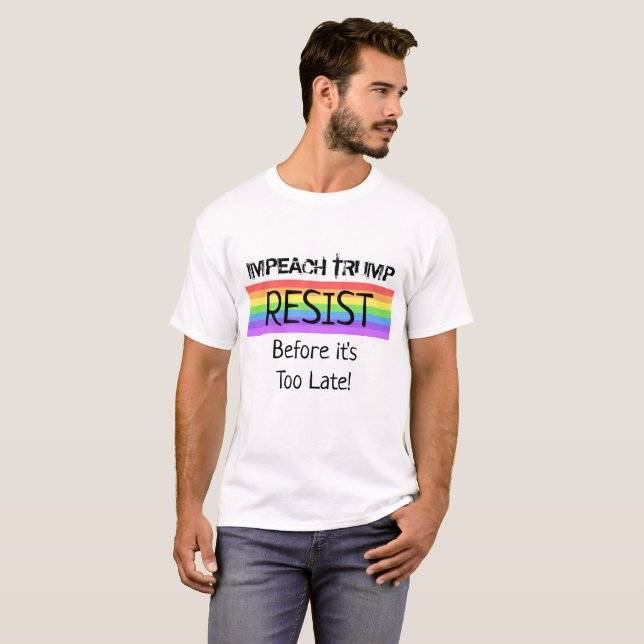 T-shirt Résistez à l'impactation Trump LGBT Rainbow Shirt (Devant entier)