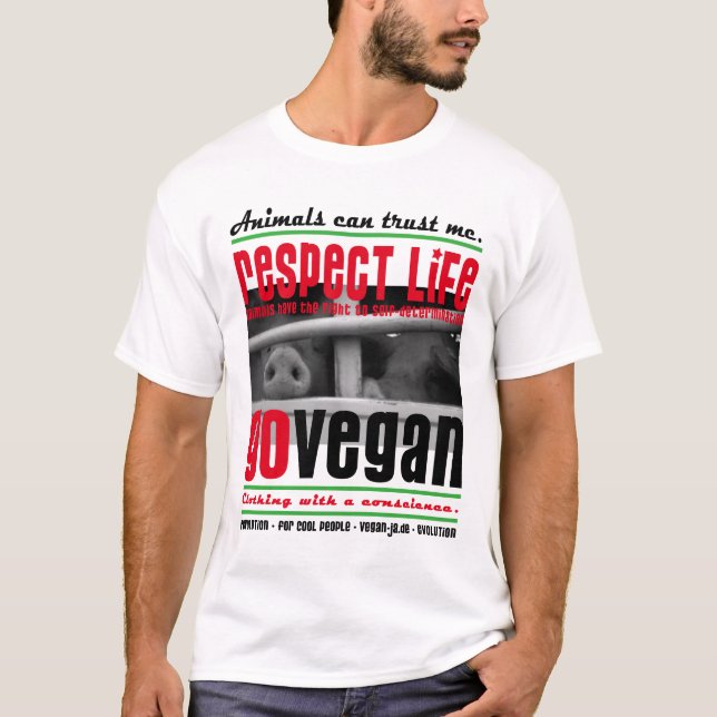 T-shirt RESPECT LIFE - GO VEGAN - 01 m (Devant)