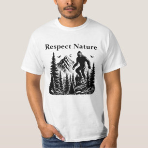 T-shirt Respect Nature Yéti Bigfoot Encre Art 