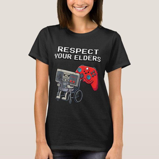 T-shirt Respect Your Elders Retro Gaming Funny Gamer Contr (Devant)