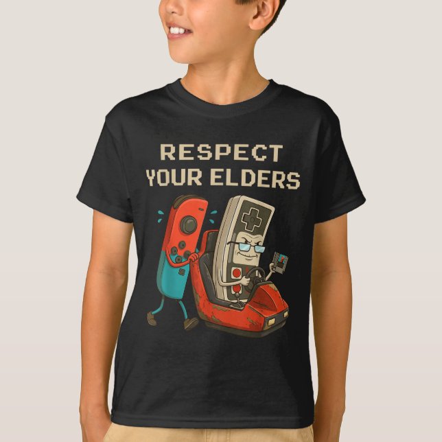 T-shirt Respect Your Elders Retro Gaming Funny Gamer Contr (Devant)