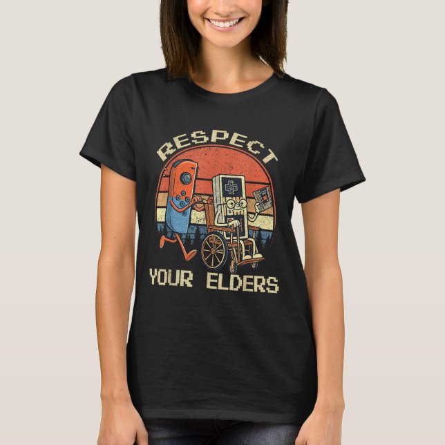 T-shirt Respect Your Elders Retro Gaming Funny Gamer Contr (Devant)