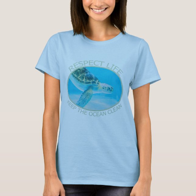 T-shirt Respecter la vie, garder l'océan propre (Devant)