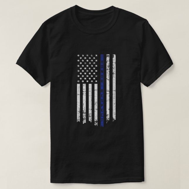 T-shirt Respecter l'honneur Officier de police Mince Ligne (Design devant)
