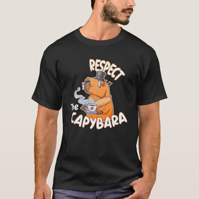 T-shirt Respectez Le Capybara, Le Beau Capybara Boire Du C (Devant)