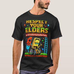 T-shirt Respectez Vos Aînés Rétro Gaming Drôle Gamer Contr
