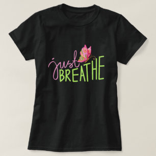 T-shirt Respire avec le papillon rose et vert