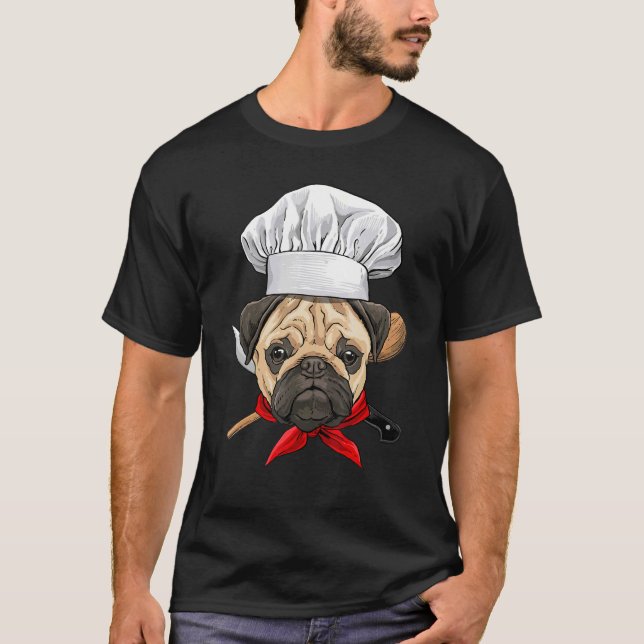 T-shirt Restaurant Carlin Chef Cuisinier Cuisine Chien de  (Devant)