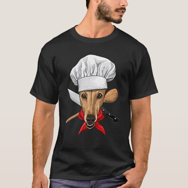 T-shirt Restaurant Greyhound Chef Cuisinier Cuisine chien  (Devant)