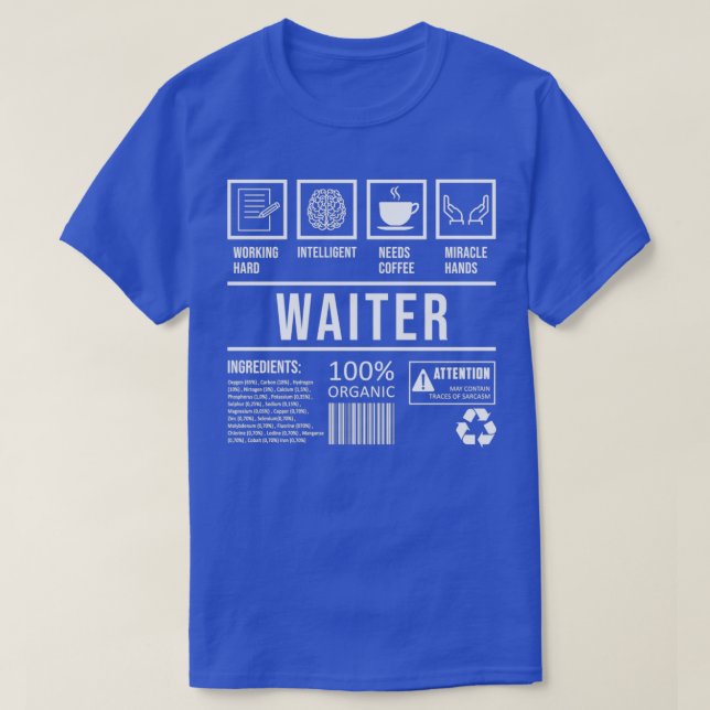 T-shirt Restaurant Humour Waiter Dit Graduation (Design devant)