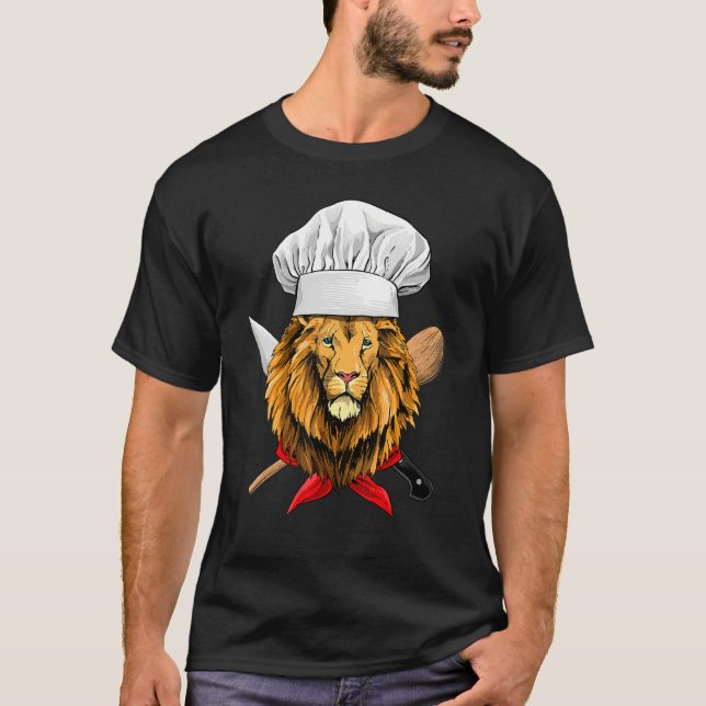 T-shirt Restaurant Lion Chef Culinary Kitchen Cooking  Wil (Devant)